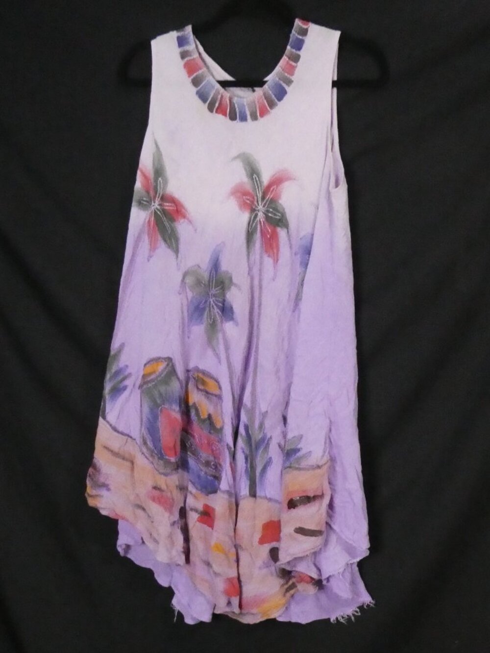 Boho Batik Colorful Lavender Umbrella Sundress - Free Size *imperfections